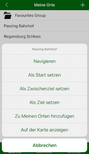 mapfactor Navigator 3.1 iOS – Aktionen mit den Favoriten