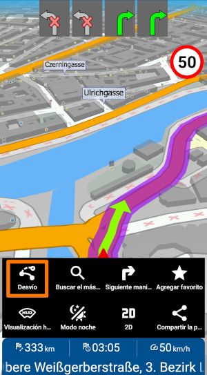 Navigator - Barra de herramientas de mapa personalizable con función Desvío