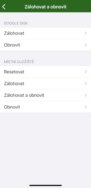 Screenshot MapFactor Navigator pro iOS (iPhone, iPad) - záloha nastavení