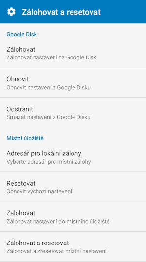 Screenshot MapFactor Navigator pro Android - záloha a obnova nastavení