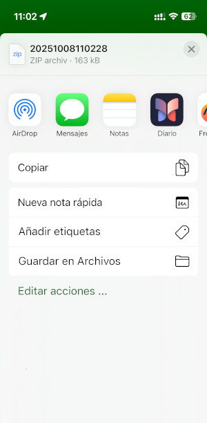 Captura de pantalla MapFactor Navigator iOS - Copia de seguridad - ZIP